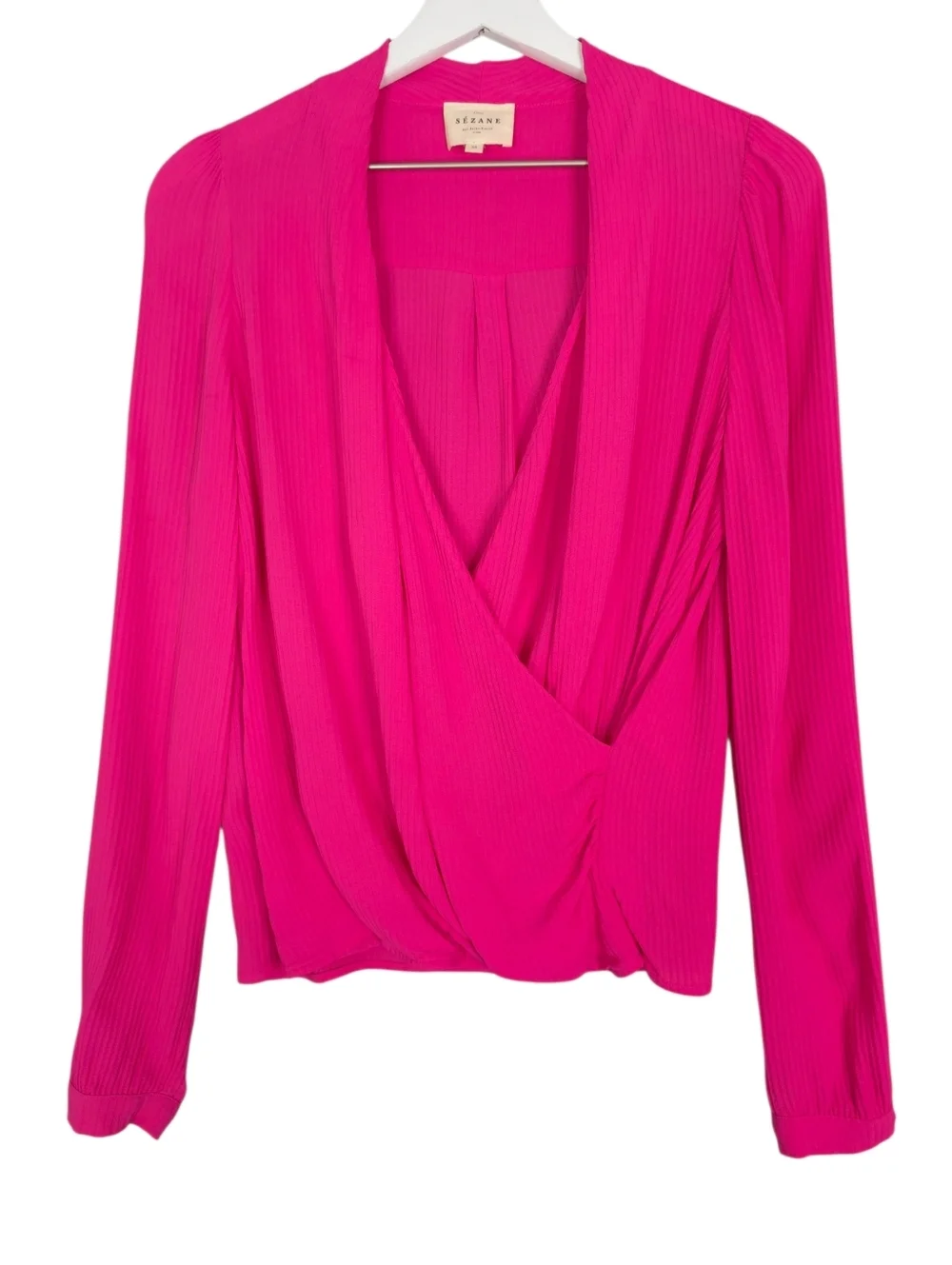 Sezane Abelia Wrap Blouse In Pink - Picture 4 of 12